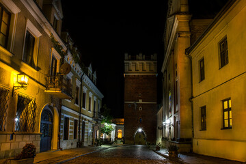 Naklejka premium old town of Sandomierz in Poland by night