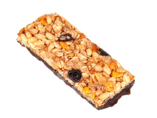 Protein muesli granola bar isolated on the white