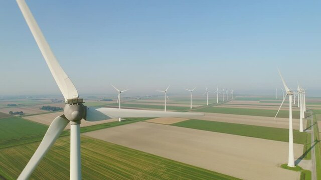 Wind turbines in patchwork fields