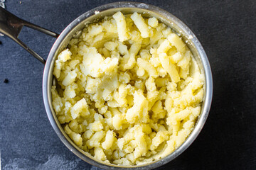 mashed potatoes vegan vegetables vegetarian side dish top view copy space for text food background rustic keto or paleo diet