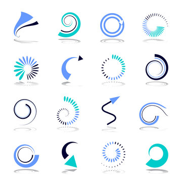Spiral and arrow icons. Design elements set.
