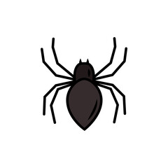 Vector cartoon spider isolated on white background. Insect with eight legs for Halloween design