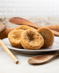 Chocolate Cookies. Filled fresh from the oven cookies on clear kitchen background. Appropriate for bakeries or online stores who cook similar pastries.