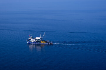 a fishing boat in the sea