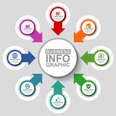 Infographic vector template for presentation, diagram, business and technology concept with 8 options