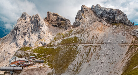 Beautiful alpine summer view at the famous Karwendel summit near Mittenwald, Bavaria, Germany