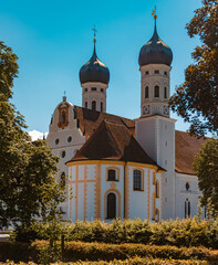 Beautiful summer view at Benediktbeuren monastery, Bavaria, Germany