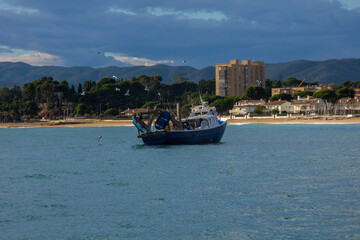 Fototapeta na wymiar Picture of fishing boat in mediterranean sea