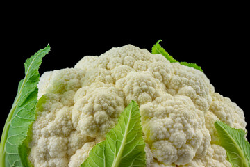 Cauliflower Head on a Black Background. Healthy Eating Organic Food Vegetables