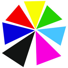 Colored triangles on black background