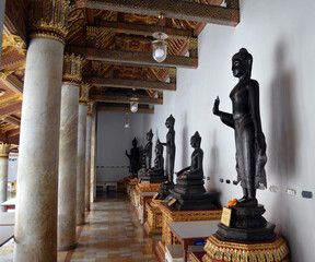 Bangkok, Thailand - Wat Benchamabophit, The Marble Temple Black Buddha Row