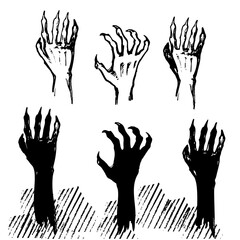 set of Halloween hands, vector illustration