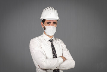 Engineer with covid-19 protection mask.