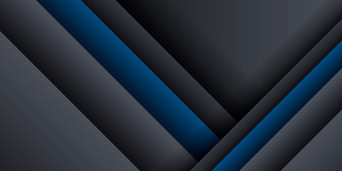Trendy composition of blue black technical shapes on black background. Dark metallic perforated texture design. Technology illustration. Vector header banner 