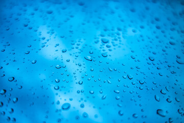 Drops of water on the window after raining.