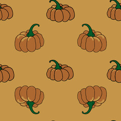 Pumpkins seamless vector repeat orange background surface pattern design