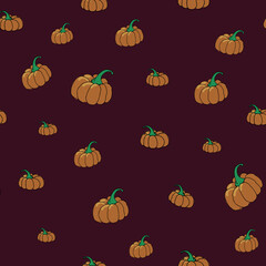 Pumpkins at night seamless vector repeat dark background surface pattern design