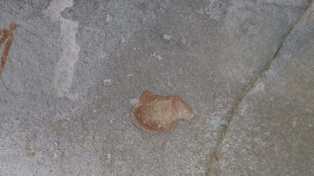 Pan from Nswatugi Cave Stone Age rock art at Matobo National Park in Zimbabwe