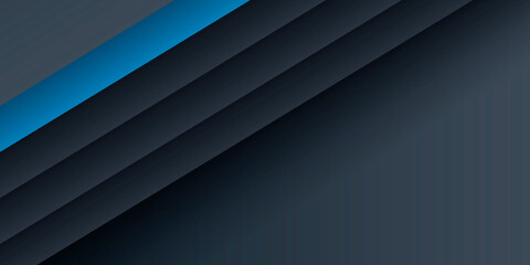 Abstract blue black presentation background with 3D layers and copy space for text