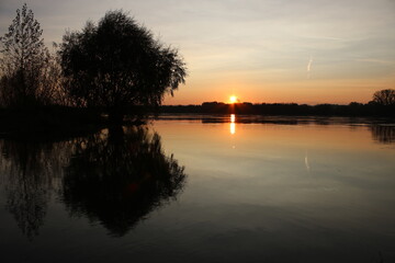 
Sunset on the river, Vistula, Poland.