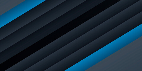 Obraz premium Blue black abstract presentation background with geometric 3D layer shadow traingles