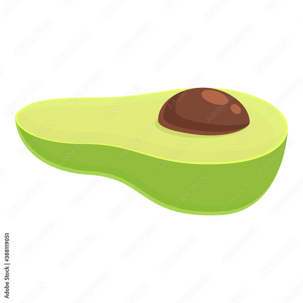 Poster half avocado icon. cartoon of half avocado vector icon for web design isolated on white background