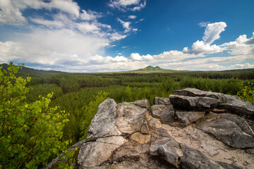 View on Bezdez castle from a rock plateau near Branzez lake