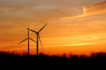 wind turbine at sunset