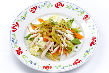 meat salad on the white background