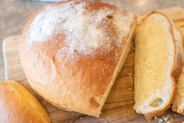 Italian artisan bread loaf sliced