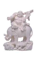 Buddha figurine on an elephant isolate on a white background