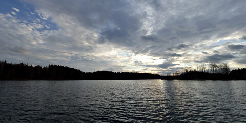  Summer fishing on the Desna river, beautiful panorama.
