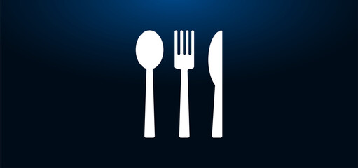 Cutlery icon crystal blue banner background