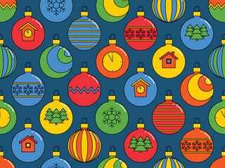 seamless pattern with Christmas balls, vector illustration.