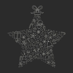 Christmas star on black background. Xmas ornament. Vector