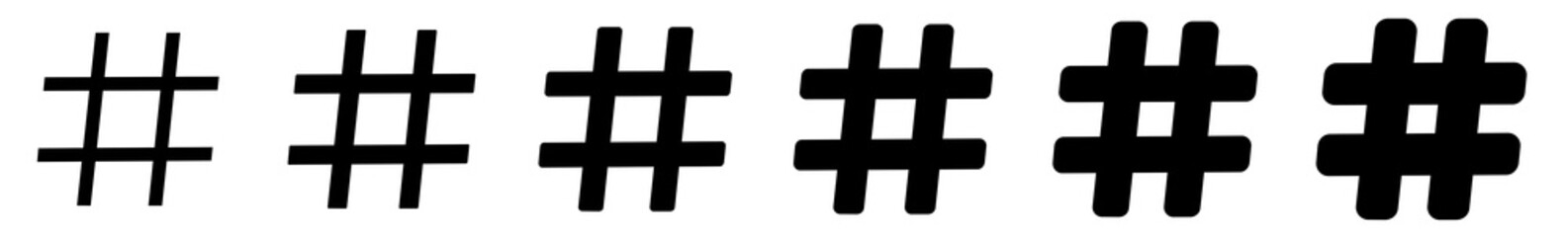 Hash Icon Set | Hash Tag Vector Illustration Logo | Hash Isolated Collection