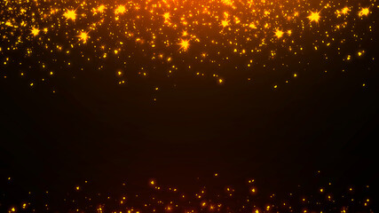 Bright golden sparklers on a dark brown background
