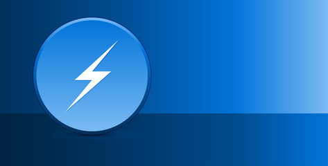 Lightning icon glassy modern blue button abstract background