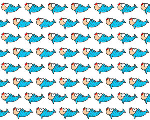 Colorful fish, blue funny fish graphics