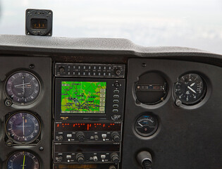cockpit detail. Cockpit of a small aircraft