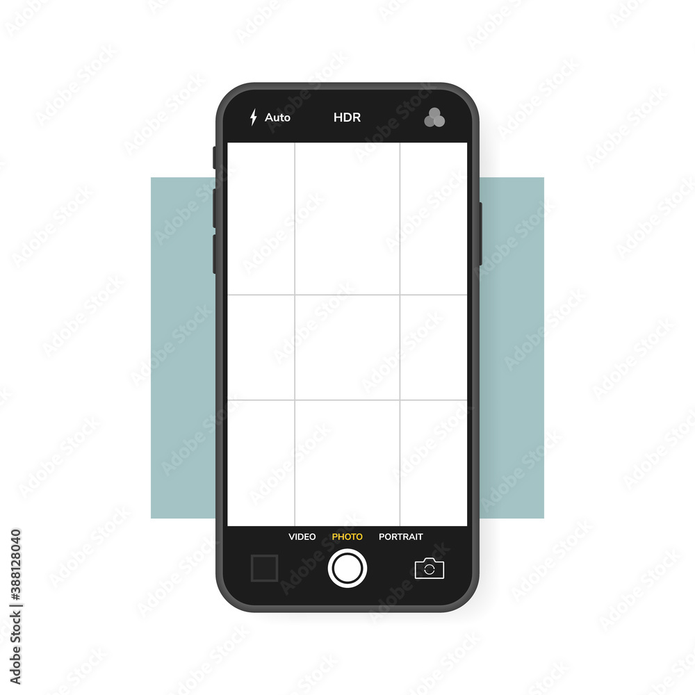 Wall mural mobile phone with camera interface. mobile app application. photo screen design template . vector il