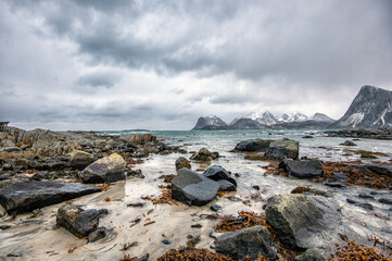 A coastal scene from Flakstad island, lofoten archipelago