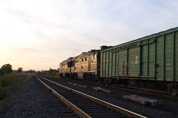 Fototapeta na wymiar Diesel train on railroad