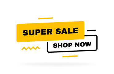 Super sale banner design with geometric elements. Shop now. Banners template design for business, promotion, sale and advertising. Vector illustration