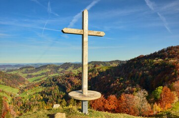 cross on the hill, autumn mood