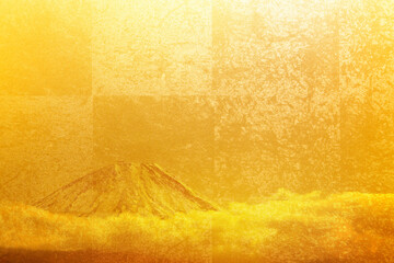 金屏風と富士山