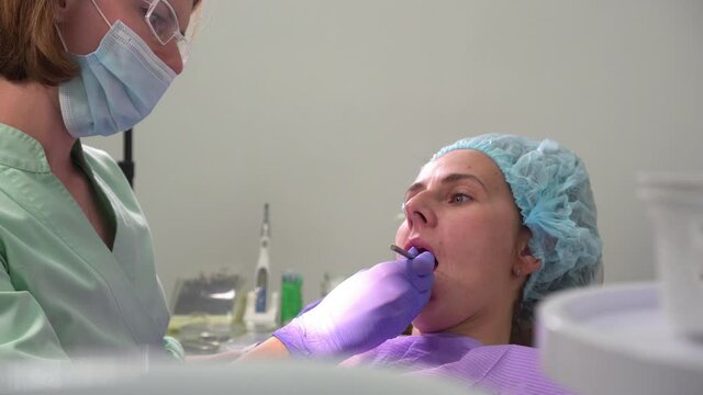 Girl on examination at the dentist
