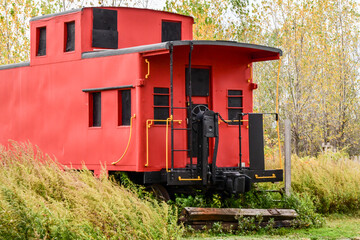 abandoned red train car 