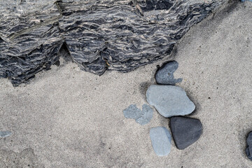 stones on the sandy beach