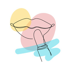 Lipstick in a hand drawn linear style.